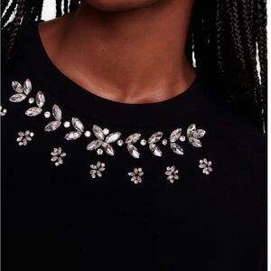 Maje Toukana Crystal Embellished Black cotton Tee